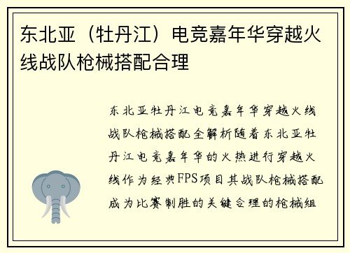 东北亚（牡丹江）电竞嘉年华穿越火线战队枪械搭配合理