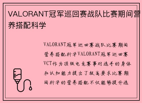VALORANT冠军巡回赛战队比赛期间营养搭配科学