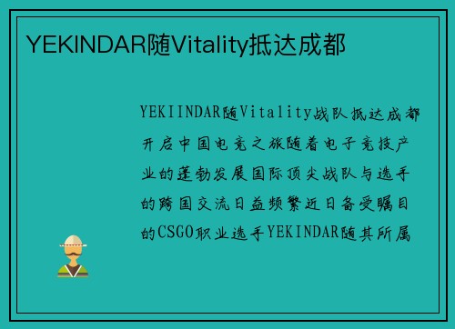 YEKINDAR随Vitality抵达成都